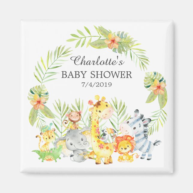 Jungle Animals Baby Shower Favour  Magnet (Front)