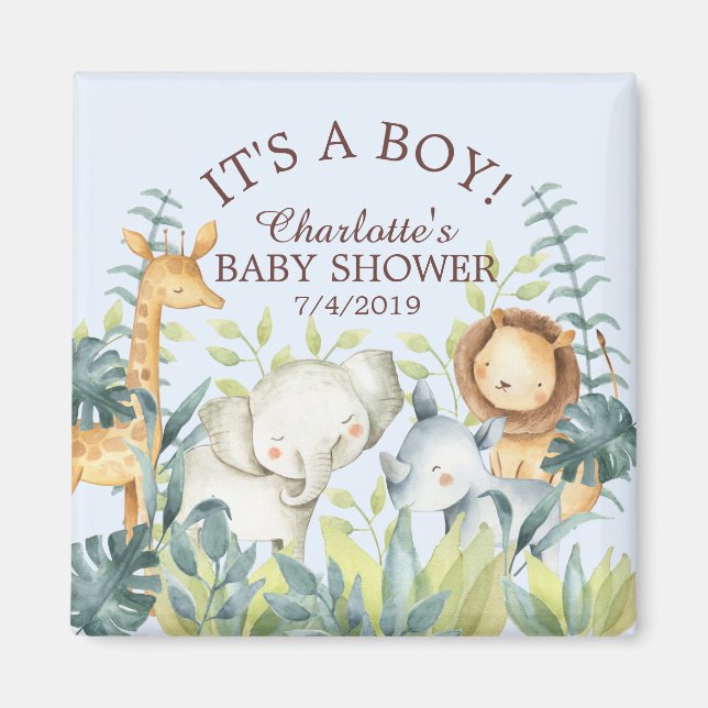 Jungle Animals Baby Shower Favour  Magnet (Front)