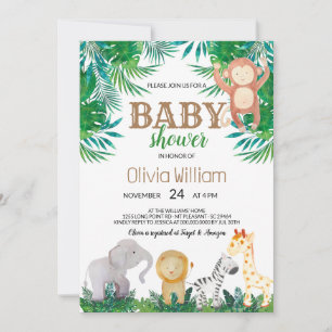 Jungle Animals Baby Shower Invitation