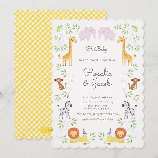 Jungle Animals Baby Shower Invitation (Front/Back)