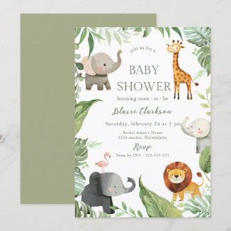 Jungle Animals Baby Shower Invitation