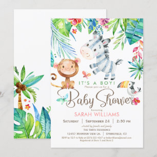Jungle Animals Baby Shower Invitation, Boy or Girl Invitation