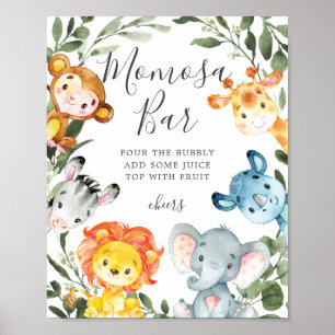 Jungle Animals Baby Shower Mimosa Bar Sign