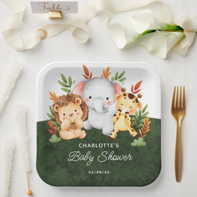 Jungle Animals Baby Shower Paper Plates (Wedding)