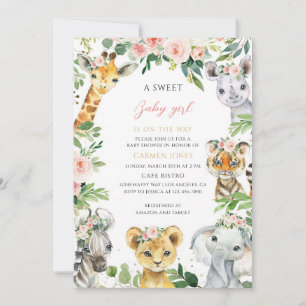 Jungle Animals Baby Shower Party Invitation