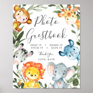 Jungle Animals Baby Shower Photo Guestbook Sign