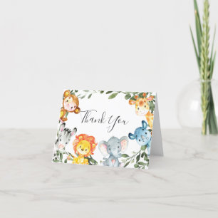 Jungle Animals Baby Shower Thank You Card