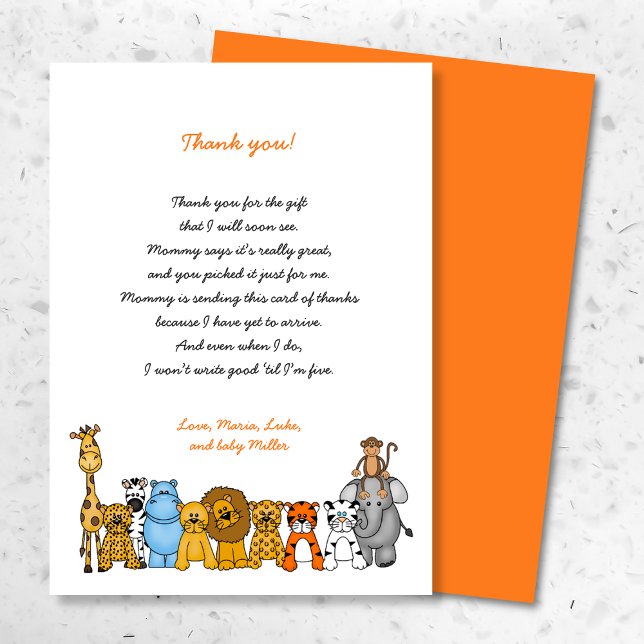 Jungle Animals baby shower thank you note Card (Creator Uploaded)