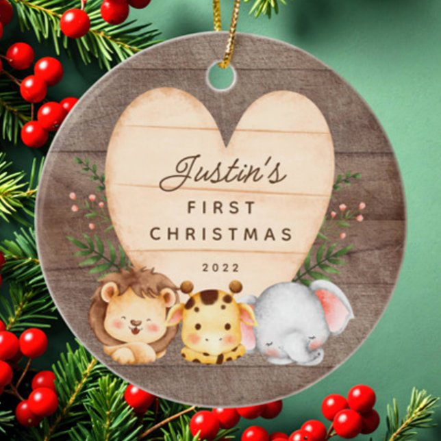Jungle Animals Baby's First Christmas Ceramic Tree Decoration (Creator Uploaded)