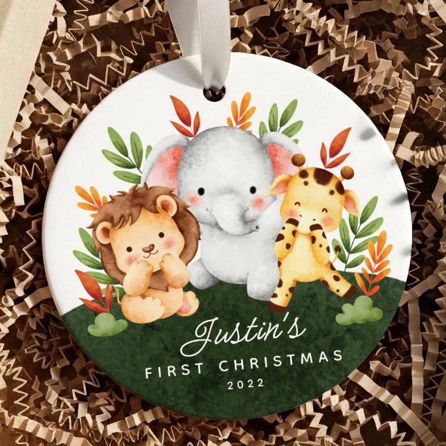 Jungle Animals Baby's First Christmas Ceramic Tree Decoration (Creator Uploaded)