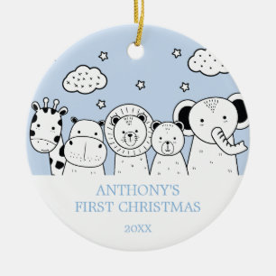 Jungle Animals Baby's First Christmas Ornament