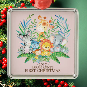 Jungle  Animals Baby's First Christmas Ornament