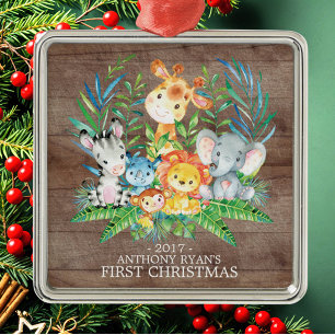 Jungle  Animals Baby's First Christmas Ornament