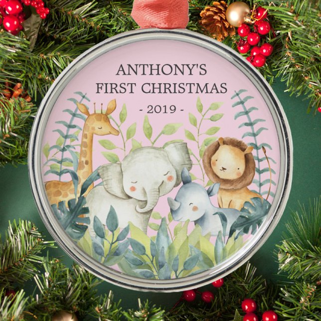 Jungle Animals Baby's First Christmas Ornament (Creator Uploaded)