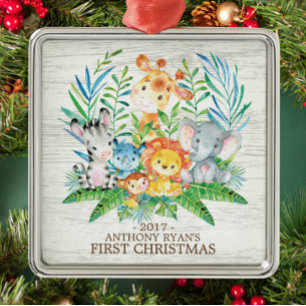Jungle  Animals Baby's First Christmas Ornament
