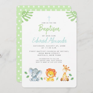 Jungle Animals Baptism Invitation