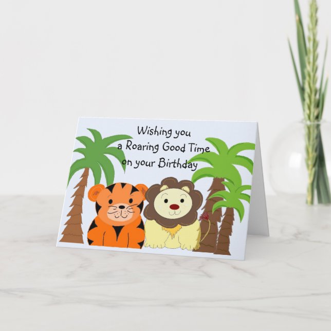 Jungle Animals Birthday Card (Front)