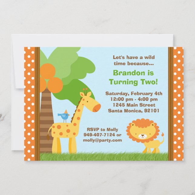 Jungle Animals Birthday Invitation (Front)