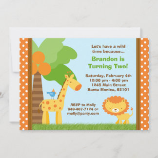 Jungle Animals Birthday Invitation