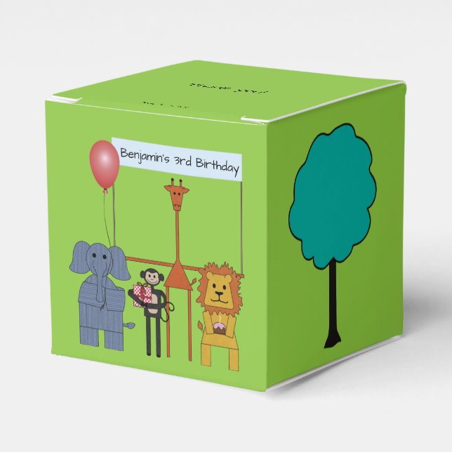 Jungle Animals Birthday Party Favour Box (Front Side)