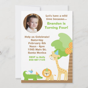 Jungle Animals Birthday Party Invitation
