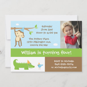 Jungle Animals Birthday Party Invitation
