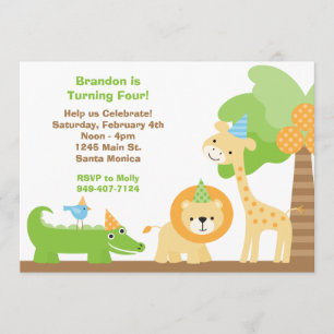 Jungle Animals Birthday Party Invitation