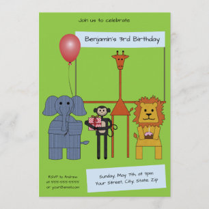 Jungle Animals Birthday Party Invitation - No. 2