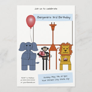 Jungle Animals Birthday Party Invitation - No. 2