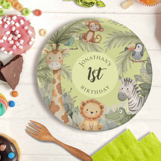 Jungle Animals Birthday Party Paper Plates (Creator Uploaded)