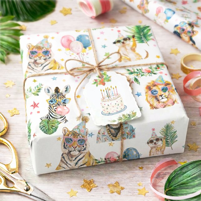 Jungle Animals Birthday Party Wrapping Paper (Creator Uploaded)