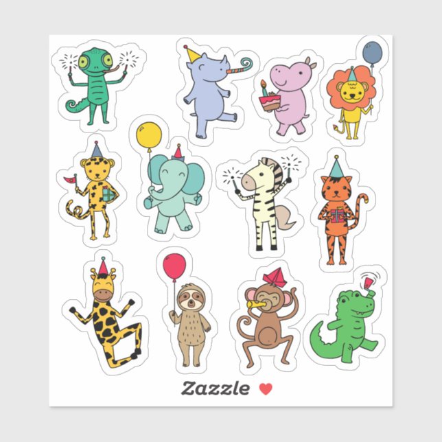 Jungle Animals Birthday Sticker sheet (Sheet)