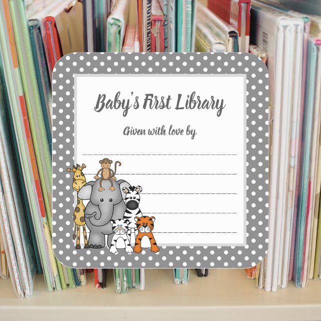 Jungle Animals Book Plate Neutral gender BOOKPLATE Square Sticker (Creator Uploaded)