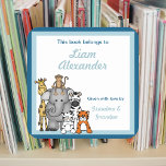 Jungle Animals Book Plates Blue Boy BOOKPLATE Square Sticker<br><div class="desc">Our cute jungle animals are available on many items.  Please visit our store for coordinating items.  Contact us anytime with questions.</div>