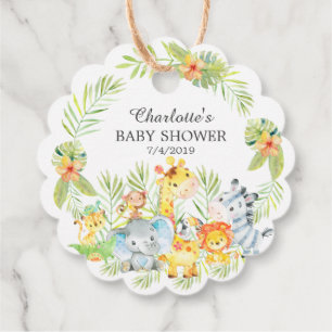 Jungle Animals boys Baby Shower Favour Gift Tag