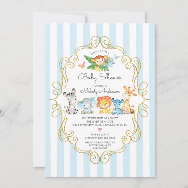 Jungle Animals Boys Baby Shower Invitation (Front)