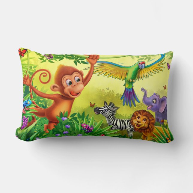 Jungle animals children's pillow (Front)