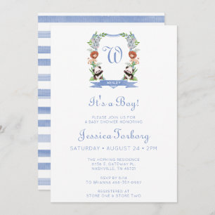 Jungle Animals Crest It's A Boy Baby Shower Invitation