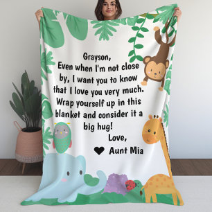 Jungle Animals Custom Message or Letter Fleece Blanket