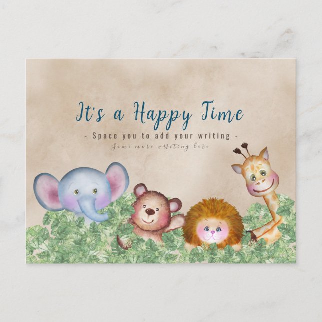 Jungle animals cute | For train engine photo theme Postcard (Front)