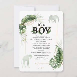 Jungle Animals Elephant Couples Baby Shower Invitation