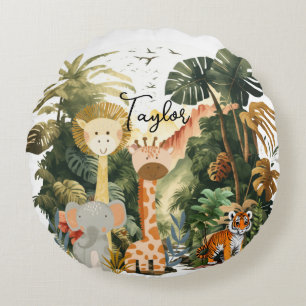 Jungle Animals Exotic Safari Dream Round Pillow