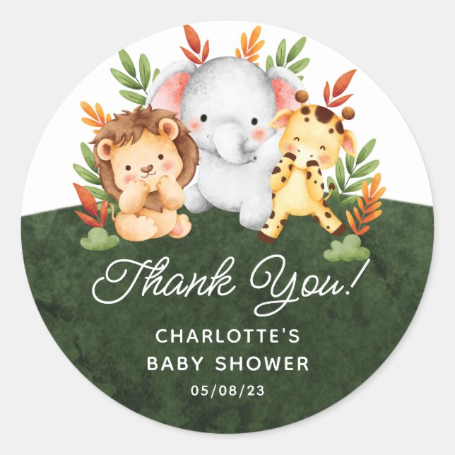 Jungle Animals Favour Classic Round Sticker (Front)