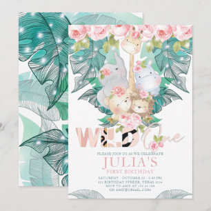 Jungle Animals First Birthday Cute Invitation