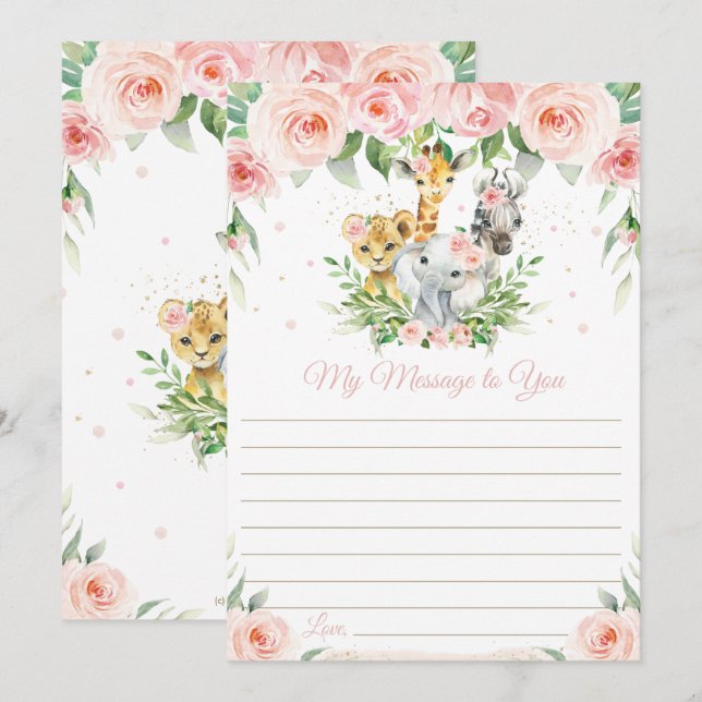 Jungle Animals Floral Time Capsule Message Card (Front/Back)