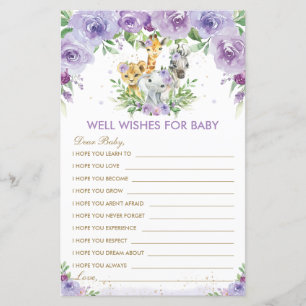 Jungle Animals Floral Well Wishes for Baby Card