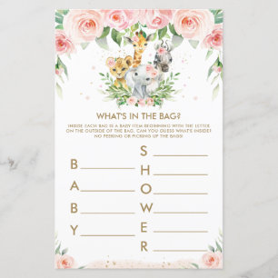 Jungle Animals Floral What's In the Bag Game 