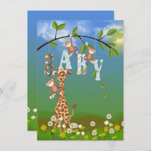 Jungle Animals for Boy Shower Invitation