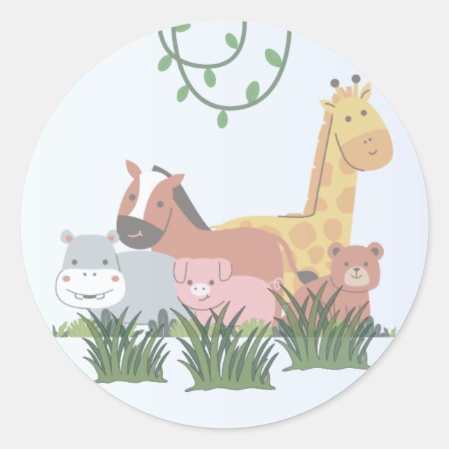 Jungle Animals Gender Reveal Sticker (Front)