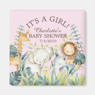 Jungle Animals Girls Baby Shower Favour  Magnet